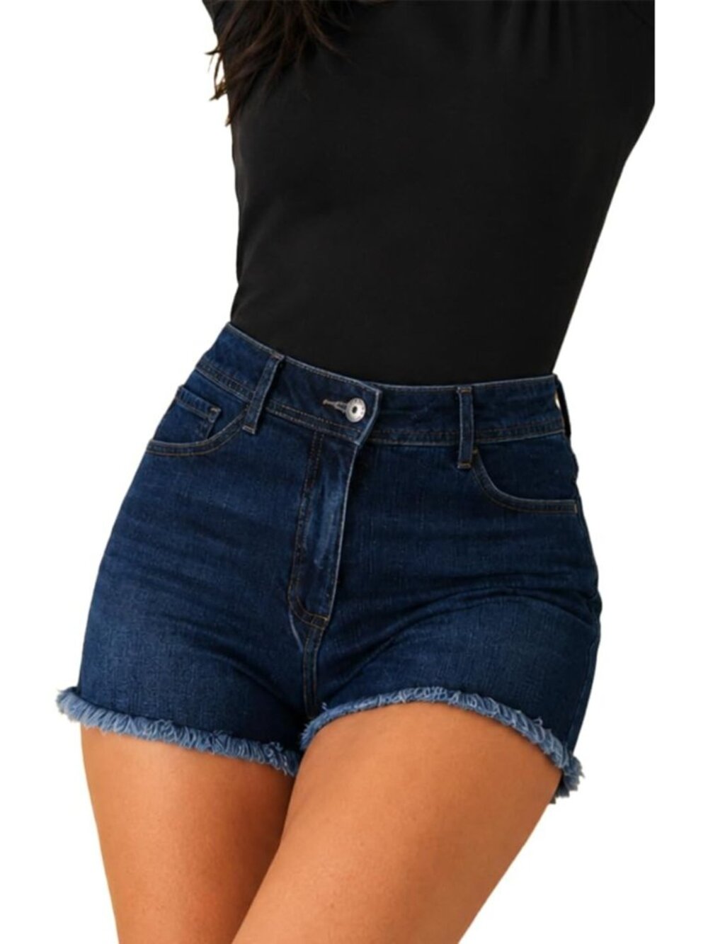 High-Waisted Denim Shorts for Women, Relaxed Fit, Deep Pockets, Summer Style
